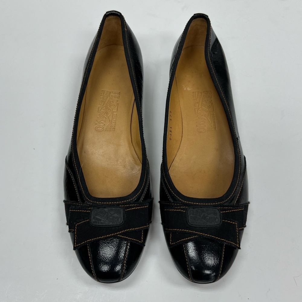 Salvatore Ferragamo Patent Leather Ballet Flat Shoes Size 8.5 - Picture 3 of 15